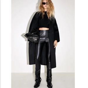 Zara EXTRA LONG FAUX LEATHER LEGGINGS